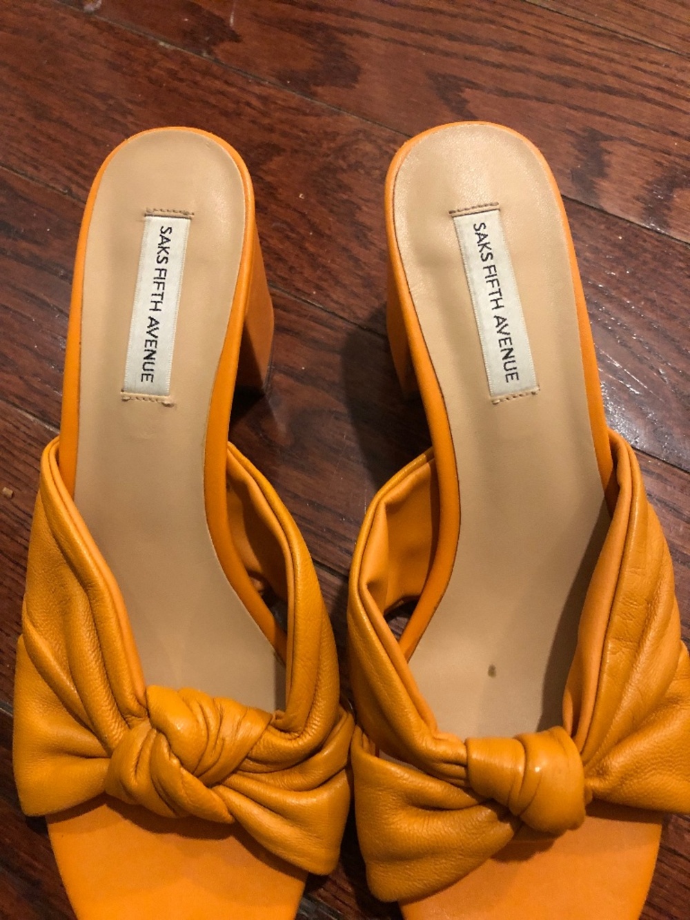 Saks 5th Ave orange block sandal